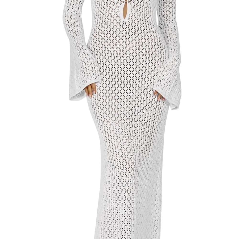 NWT Chic White Crochet Maxi Dress size M